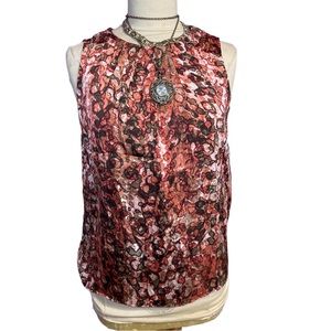 Rosy Red Sleeveless Abstract Printed Top